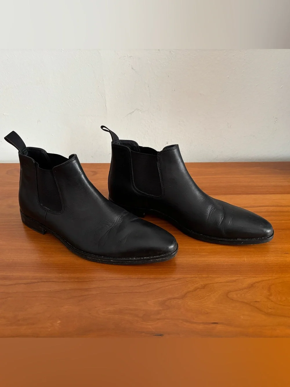 BOSS Hugo Boss Men's Black Leather Chelsea Chukka Boots Size 8